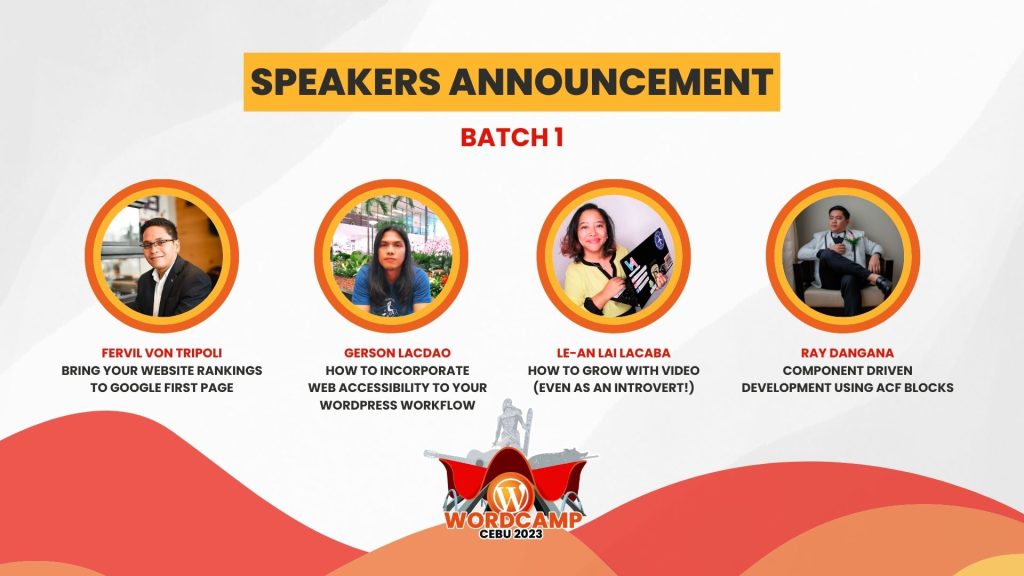 WordCamp Cebu 2023 Speakers Announcement Poster