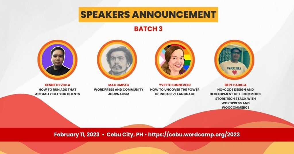 WordCamp Cebu 2023 Speakers Batch 3