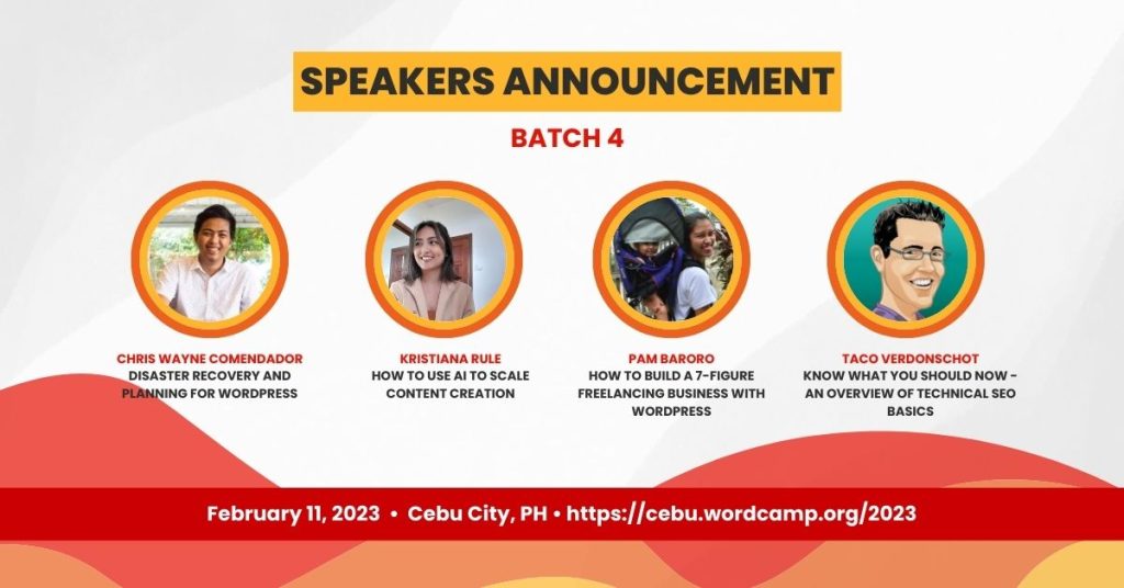 WordCamp Cebu 2023 Speakers Batch 4